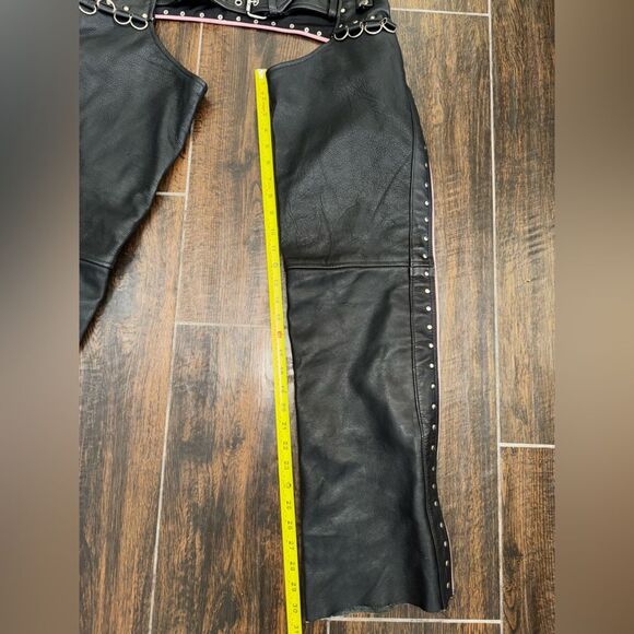 🔥 Papas Leather Motorcycle Chaps – XS – Pink Trim 🩷 - Picture 14 of 16
